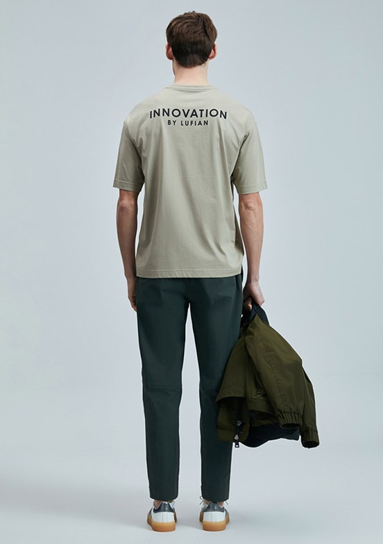 LUFİAN Bej Erkek Basic T-Shirt