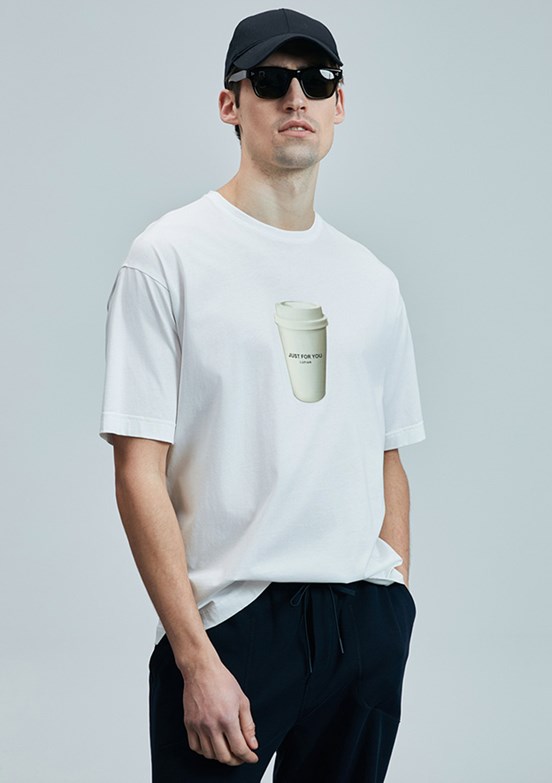 LUFİAN Beyaz Erkek Basic T-Shirt