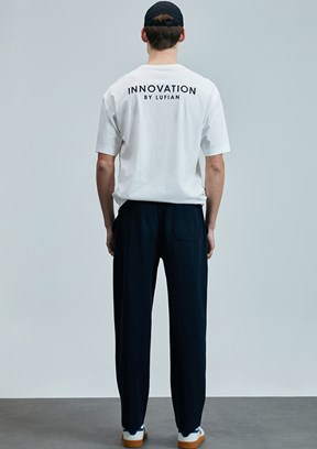 LUFİAN Beyaz Erkek Basic T-Shirt