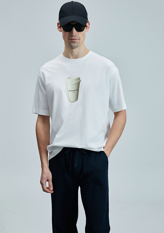 LUFİAN Beyaz Erkek Basic T-Shirt
