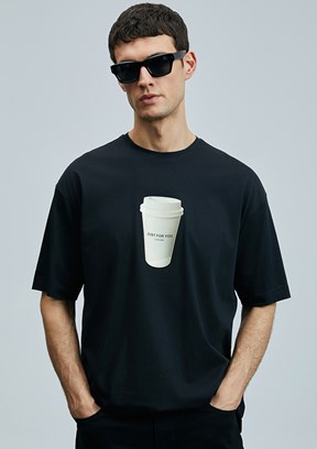 LUFİAN Siyah Erkek Basic T-Shirt