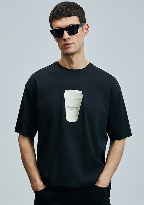 LUFİAN Siyah Erkek Basic T-Shirt