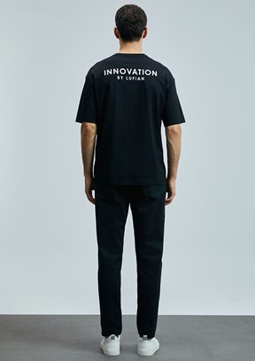 LUFIAN Siyah Erkek Basic T-Shirt