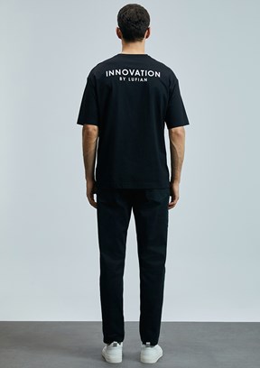 LUFİAN Siyah Erkek Basic T-Shirt
