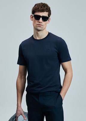 LUFIAN Lacivert Erkek Basic T-Shirt