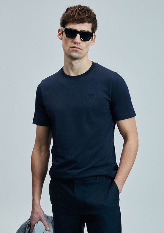 LUFIAN Lacivert Erkek Basic T-Shirt