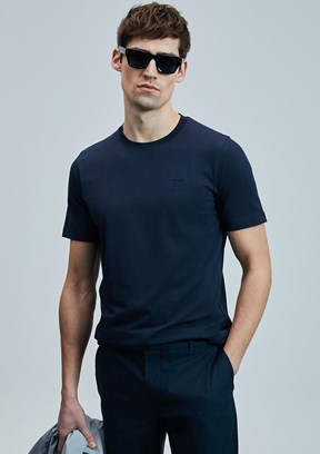 LUFIAN Lacivert Erkek Basic T-Shirt