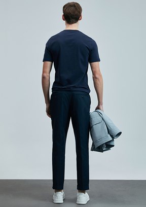 LUFIAN Lacivert Erkek Basic T-Shirt