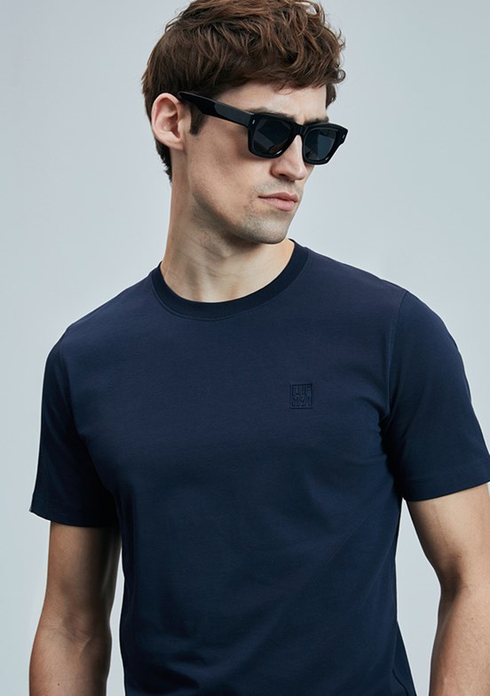 LUFIAN Lacivert Erkek Basic T-Shirt