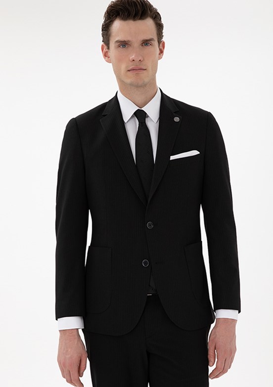 PİERRE CARDİN Sıyah Erkek Ultra Slim Takım Elbise