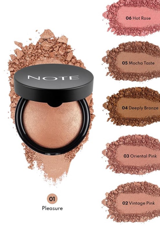 Note Baked Blusher 01 Pleasure Işıltılı Fırınlanmış Toz Allık