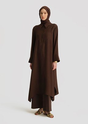 ARMİNE Kahverengi Kadın Oversize Tunik Elbise