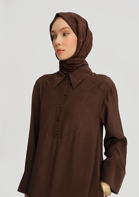 ARMİNE Kahverengi Kadın Oversize Tunik Elbise