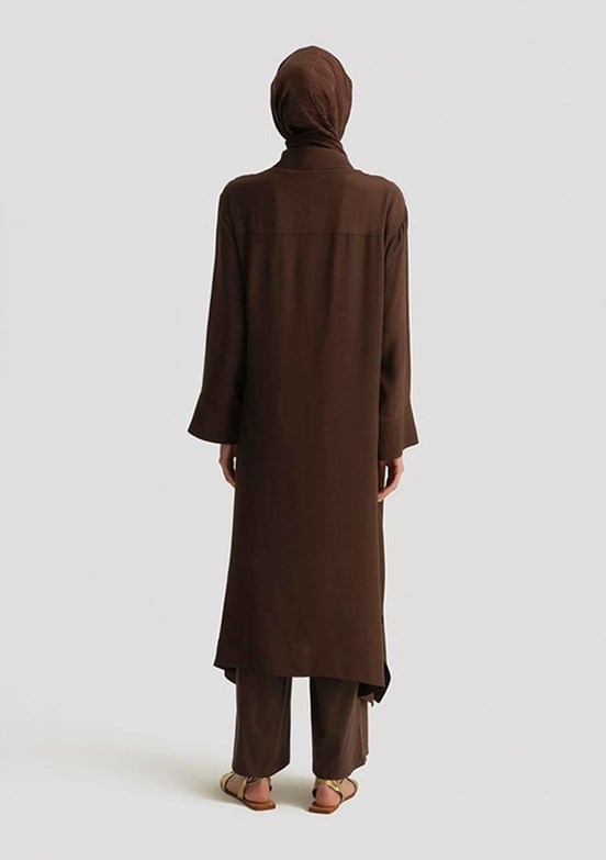 ARMİNE Kahverengi Kadın Oversize Tunik Elbise