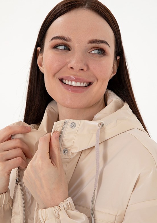 PIERRE CARDIN Beyaz Kadın Basic Kaban