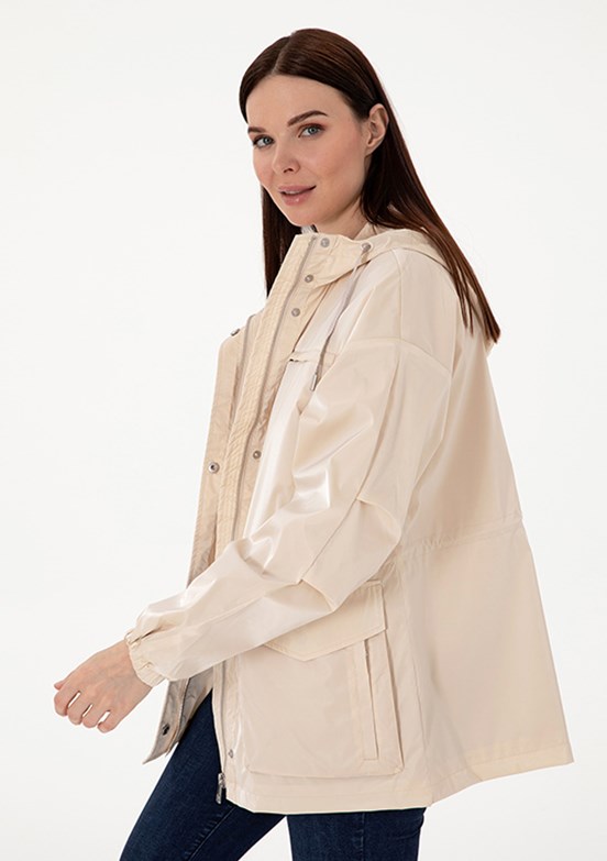 PIERRE CARDIN Beyaz Kadın Basic Kaban