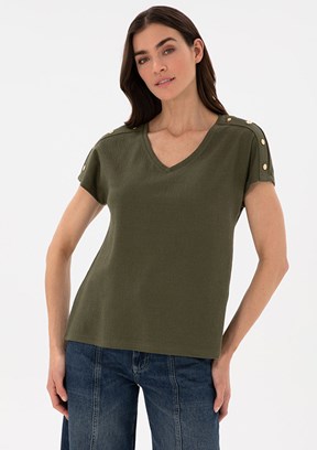 PIERRE CARDIN Yeşil Kadın Regular T-Shirt