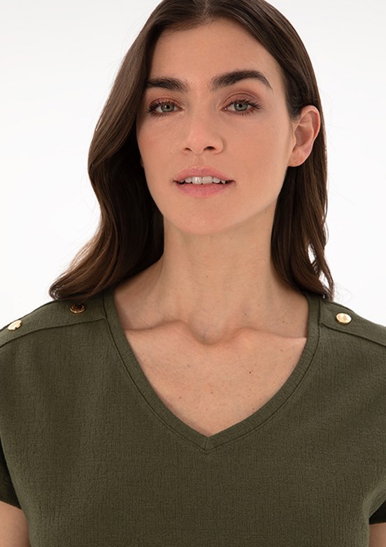 PIERRE CARDIN Yeşil Kadın Regular T-Shirt