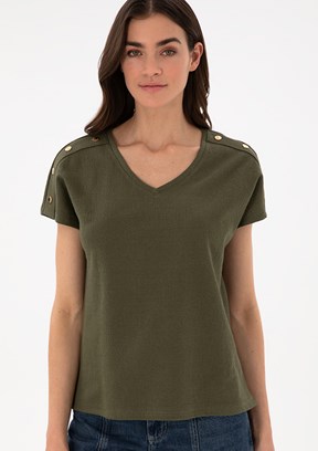 PIERRE CARDIN Yeşil Kadın Regular T-Shirt