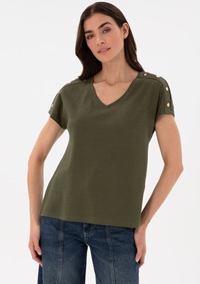 PIERRE CARDIN Yeşil Kadın Regular T-Shirt