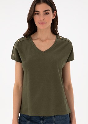 PIERRE CARDIN Yeşil Kadın Regular T-Shirt