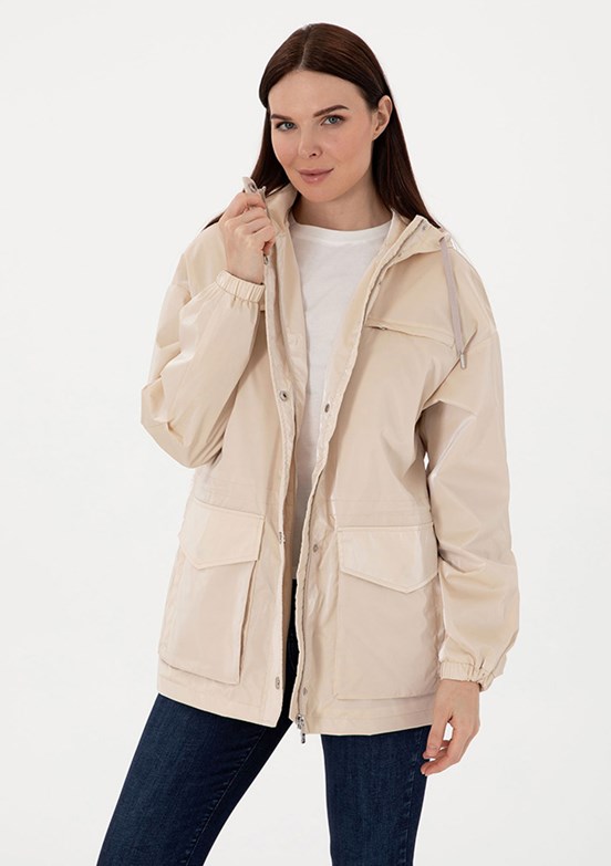 PIERRE CARDIN Beyaz Kadın Basic Kaban