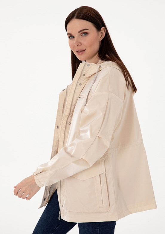 PIERRE CARDIN Beyaz Kadın Basic Kaban