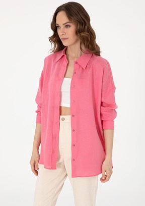 PIERRE CARDIN Pembe Kadın Uzun Kol Gömlek