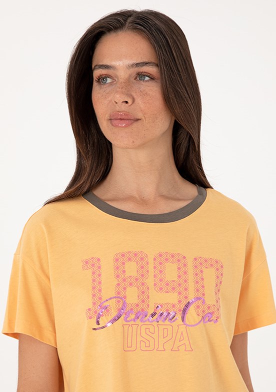 US POLO ASSN Turuncu Kadın A-Form Fit T-Shirt