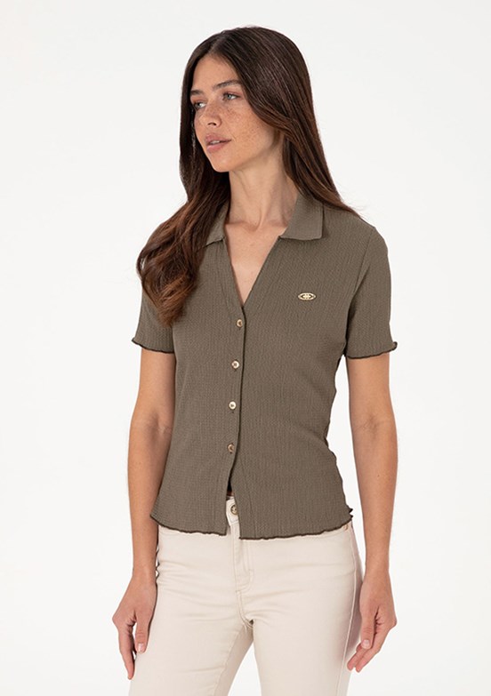 US POLO ASSN Bej Kadın Slim Gömlek