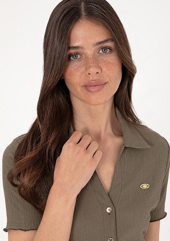 US POLO ASSN Bej Kadın Slim Gömlek