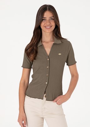 US POLO ASSN Bej Kadın Slim Gömlek