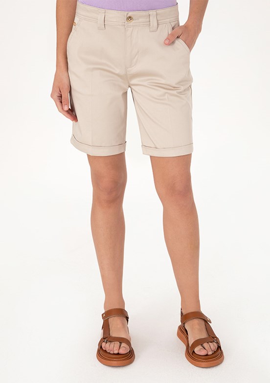 US POLO ASSN Bej Kadın Slim Şort