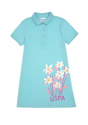 US POLO ASSN Mavi Kız Çocuk Örme Elbise