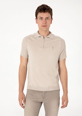 US POLO ASSN Bej Erkek Slim Kazak