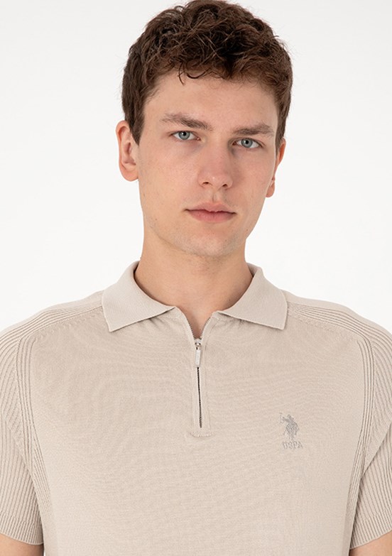 US POLO ASSN Bej Erkek Slim Kazak
