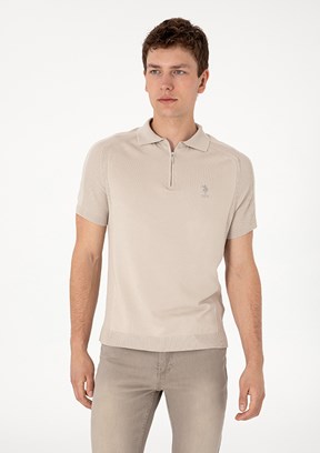 US POLO ASSN Bej Erkek Slim Kazak