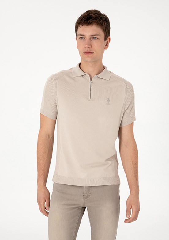 US POLO ASSN Bej Erkek Slim Kazak