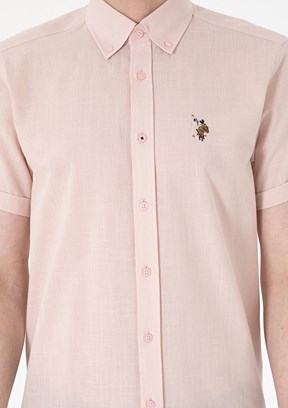 US POLO ASSN Pembe Erkek Kısa Kol Gömlek