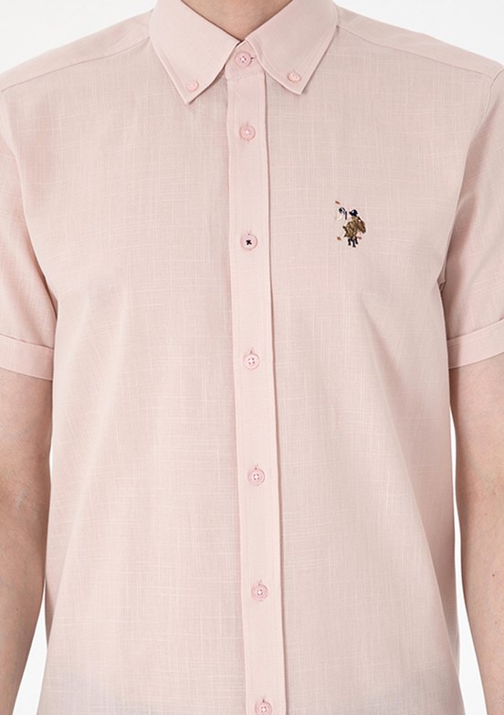 US POLO ASSN Pembe Erkek Kısa Kol Gömlek