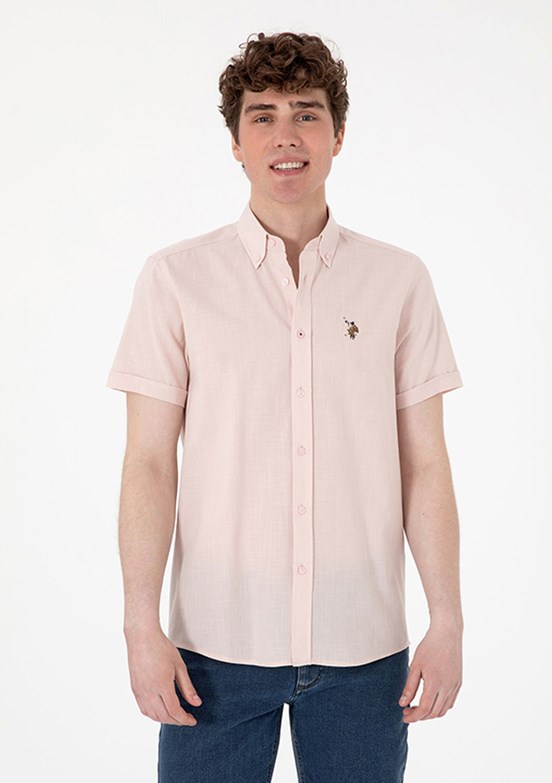 US POLO ASSN Pembe Erkek Kısa Kol Gömlek
