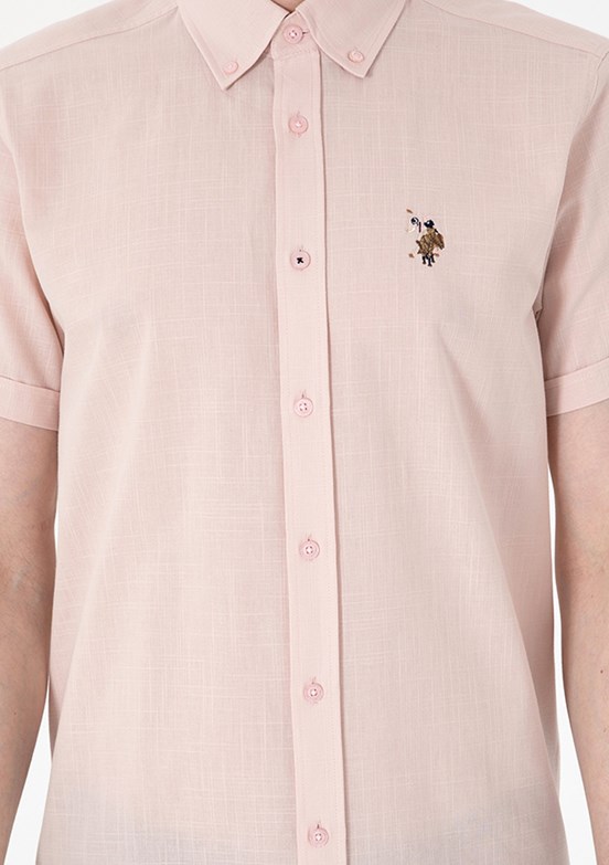 US POLO ASSN Pembe Erkek Kısa Kol Gömlek
