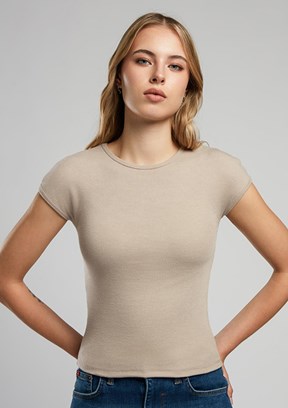 LEE COOPER Bej Rosa Kadın O Yaka T-shirt
