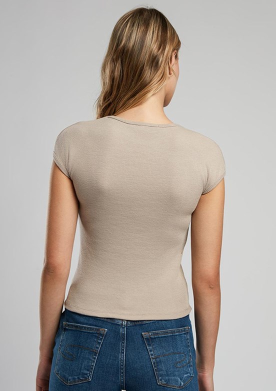LEE COOPER Bej Rosa Kadın O Yaka T-shirt