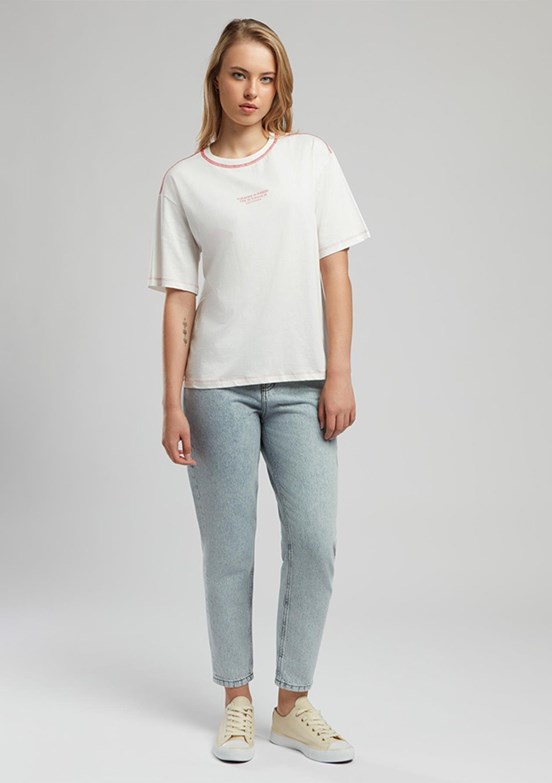 LEE COOPER Karbe Ekru-K Kadın O Yaka T-shirt