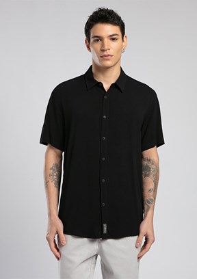 LEE COOPER Basices Siyah Erkek Uzun Kol Dokuma Gömlek