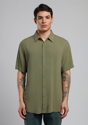 LEE COOPER Basices Haki Erkek Uzun Kol Dokuma Gömlek