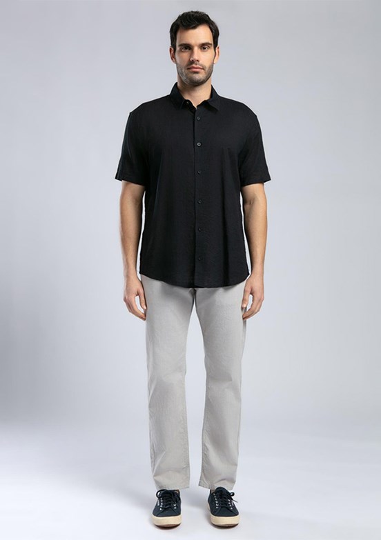 LEE COOPER Andre Siyah Erkek Kısa Kol Dokuma Gömlek