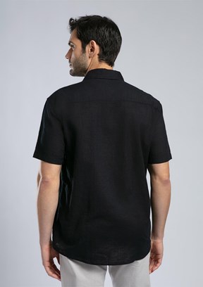 LEE COOPER Andre Siyah Erkek Kısa Kol Dokuma Gömlek