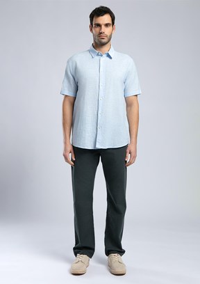 LEE COOPER Andre Mavi Erkek Kısa Kol Dokuma Gömlek